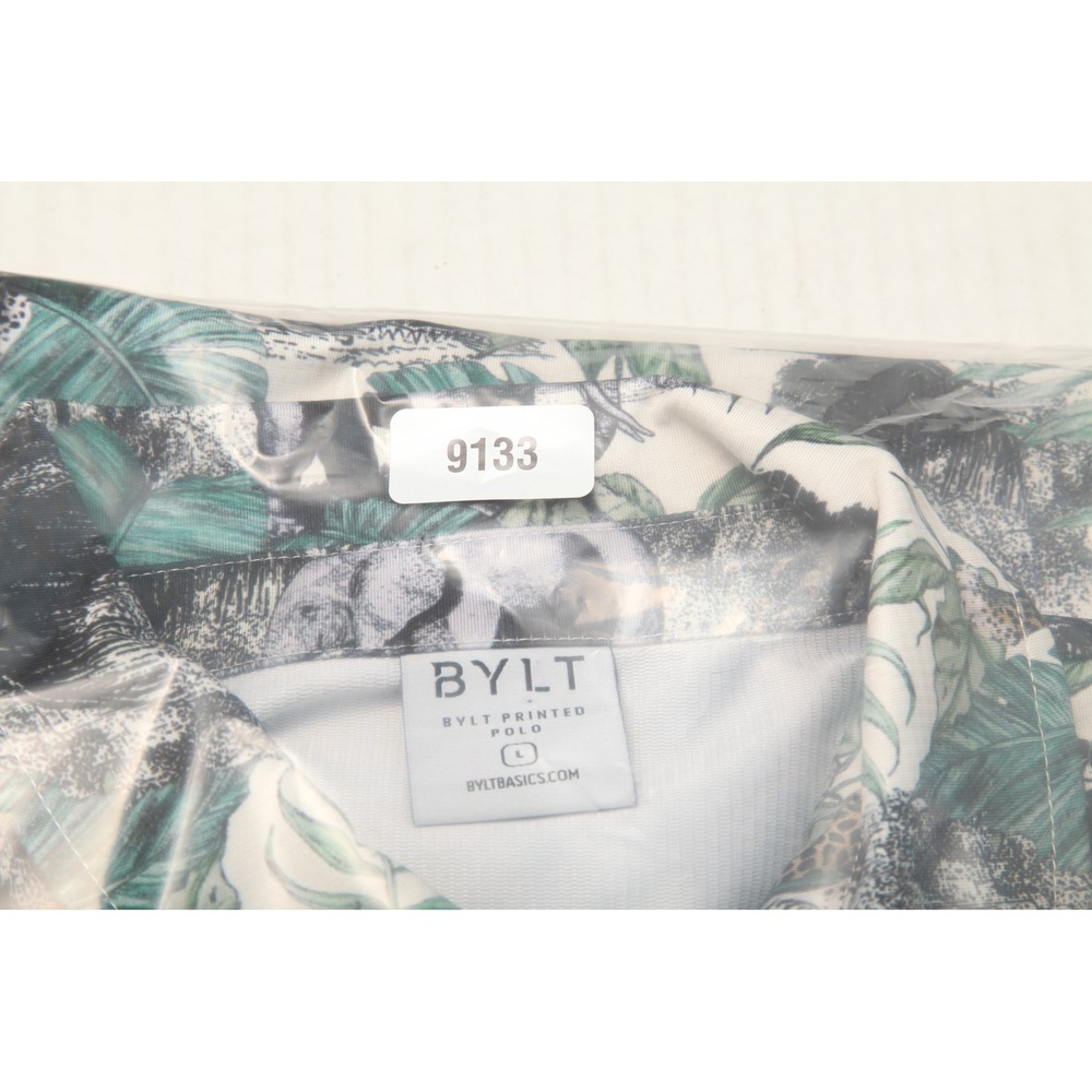BYLT Men's L Printed Polo Shirt Jungle Safari Elephant Leopard Crocodile - Picture 11 of 11
